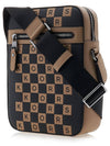 Checkerboard Logo Print Zippered Leather Cross Bag Black - MICHAEL KORS - BALAAN 3