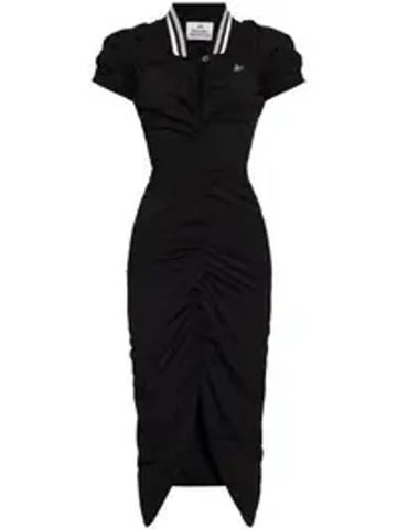 Embroidery Logo Half Zip Midi Dress Black - VIVIENNE WESTWOOD - BALAAN 1