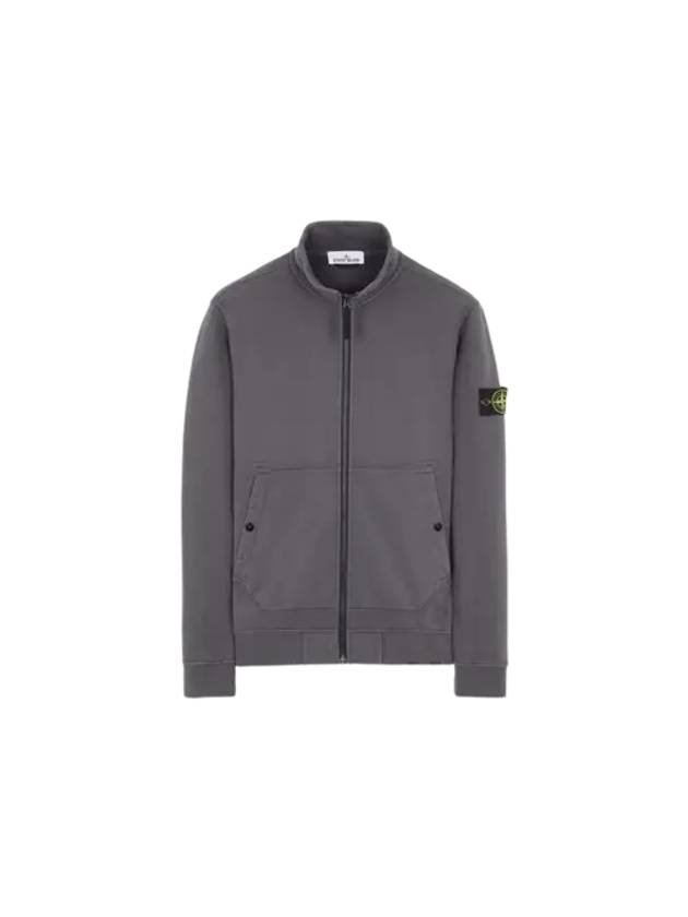 Men's Wappen Patch Cotton Zip Up Jacket Grey - STONE ISLAND - BALAAN 2