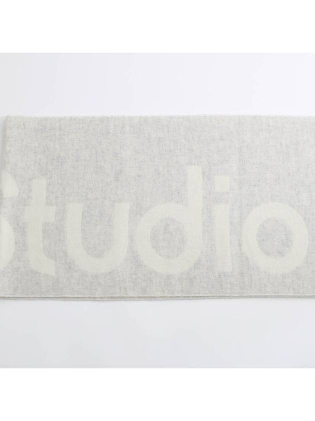 Jacquard Logo Two Tone Wool Muffler White Light Grey - ACNE STUDIOS - BALAAN 4