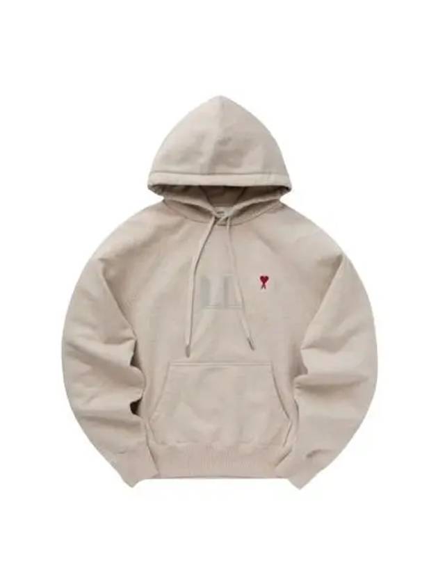 Embroidered Logo Organic Cotton Hoodie Beige - AMI - BALAAN 2