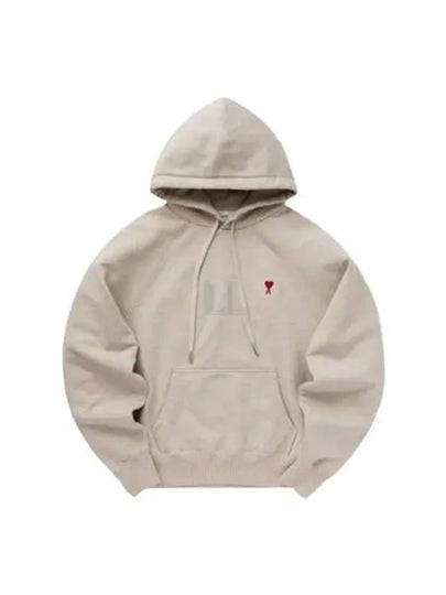 Embroidered Logo Organic Cotton Hoodie Beige - AMI - BALAAN 2