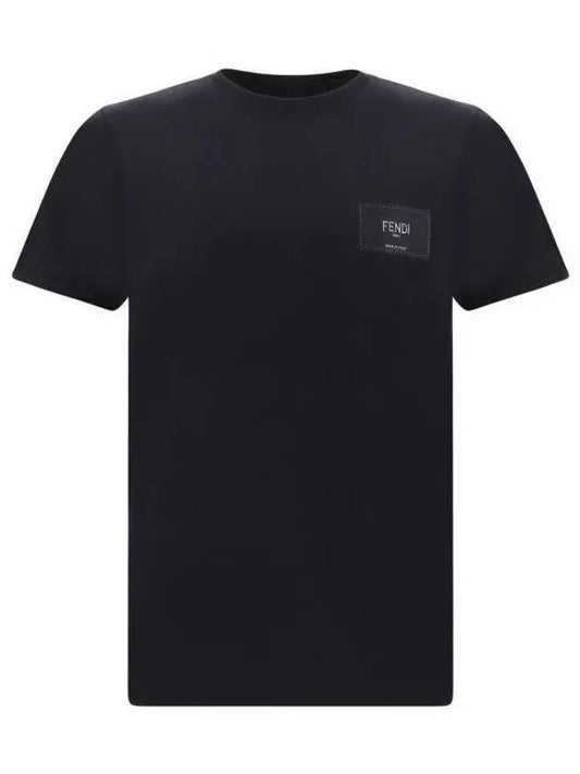 Logo Embroidered Jersey Cotton Short Sleeve T-Shirt Black - FENDI - BALAAN 1