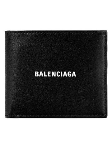 Logo Print Leather Half Wallet Black - BALENCIAGA - BALAAN 1