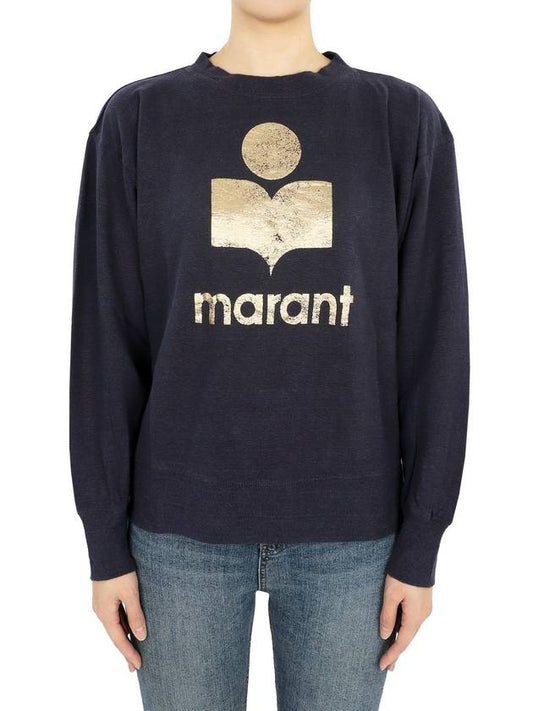 Klowia Logo Print Linen Sweatshirt Navy - ISABEL MARANT - BALAAN 2