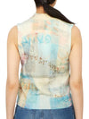 Printed Cashmere Wool Polo Sleeveless Egret - GANNI - BALAAN 7