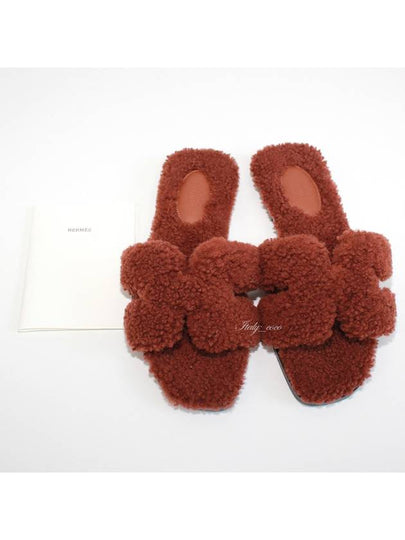 Oran Fleece Shearling Sandals Slippers H212178ZH - HERMES - BALAAN 2