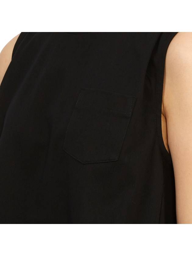 Pleats Detail Cotton Sleeveless Black - SACAI - BALAAN 9