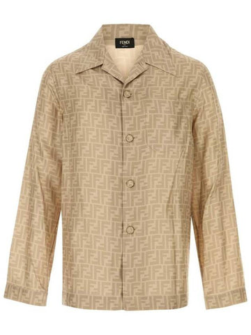 FF Silk Long Sleeve Shirt Beige - FENDI - BALAAN 1