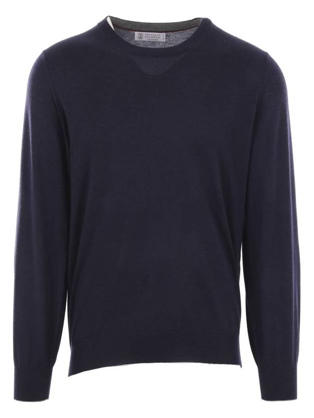 Wool Cashmere Knit Top Navy - BRUNELLO CUCINELLI - BALAAN 3