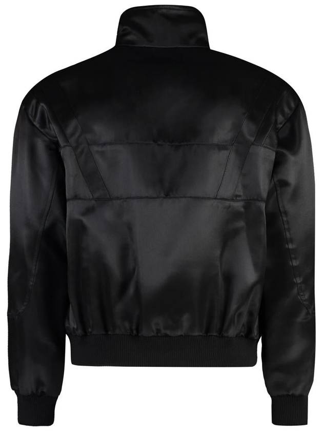 Satin Teddy Zip-Up Jacket Black - SAINT LAURENT - BALAAN 3