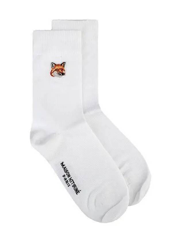 23SS KU06407KT0010 P101 Tonal Foxhead Patch Socks White 987987 - MAISON KITSUNE - BALAAN 1