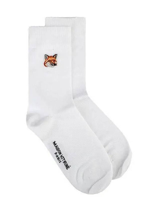 Tonal Fox Head Patch Socks White - MAISON KITSUNE - BALAAN 2