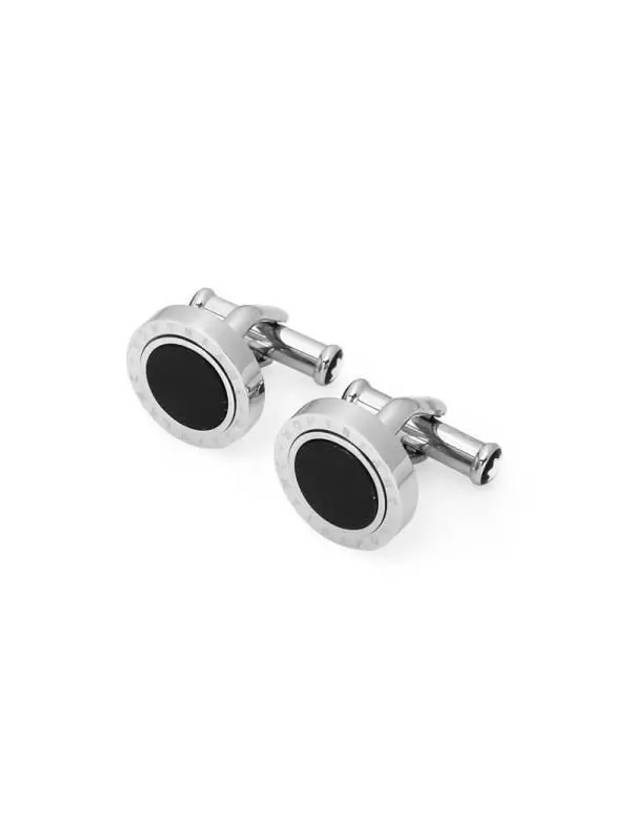 Meisterstuck Logo Cufflinks Silver Black - MONTBLANC - BALAAN 5