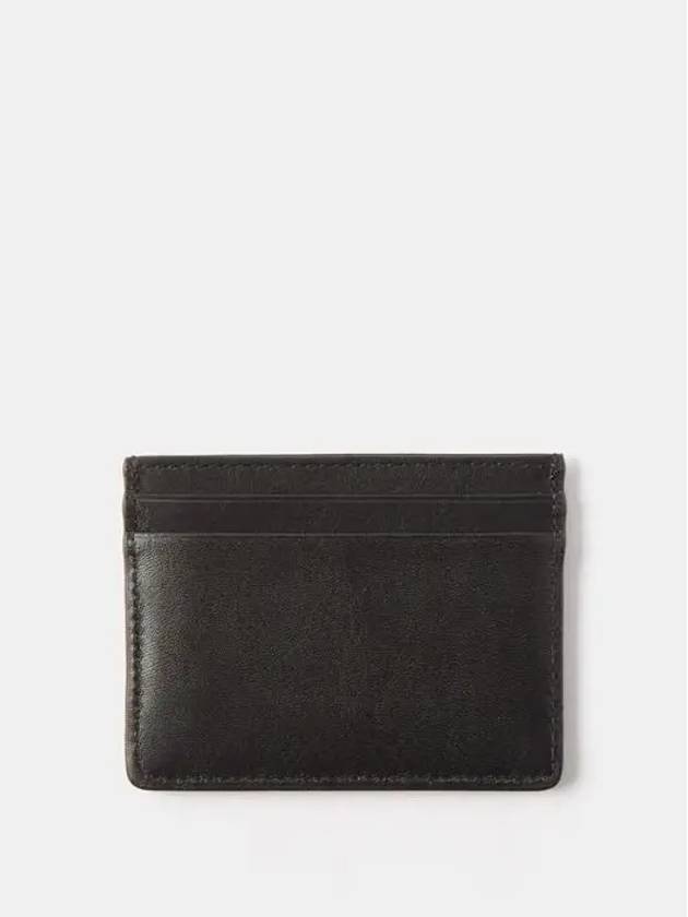 Maison Kitsune Tricolor Fox Four Card Slot Leather Card Holder Black - MAISON KITSUNE - BALAAN 4