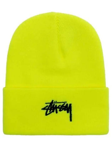 1321020 SAFETY YELLOW Stock Cuff Beanie - STUSSY - BALAAN 1