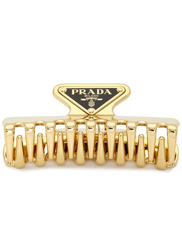 Women's Logo Metal Hair Clip Gold - PRADA - BALAAN 3