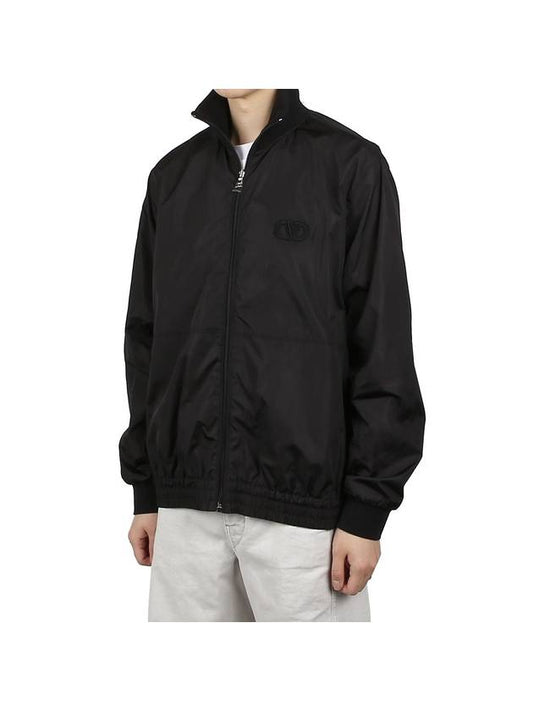 Logo Nylon Zip-up Jacket Black - VALENTINO - BALAAN 1