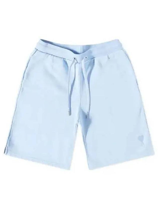 Men's Small Heart Logo Drawstring Shorts Sky Blue - AMI - BALAAN 2