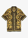 Baroque Print Silk Short Sleeve Shirt Black Gold - VERSACE - BALAAN 2