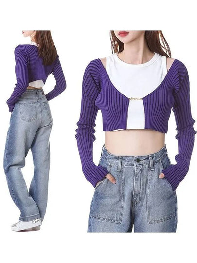 La Maille Pralu Micro Charm Logo Cardigan Purple - JACQUEMUS - BALAAN 2