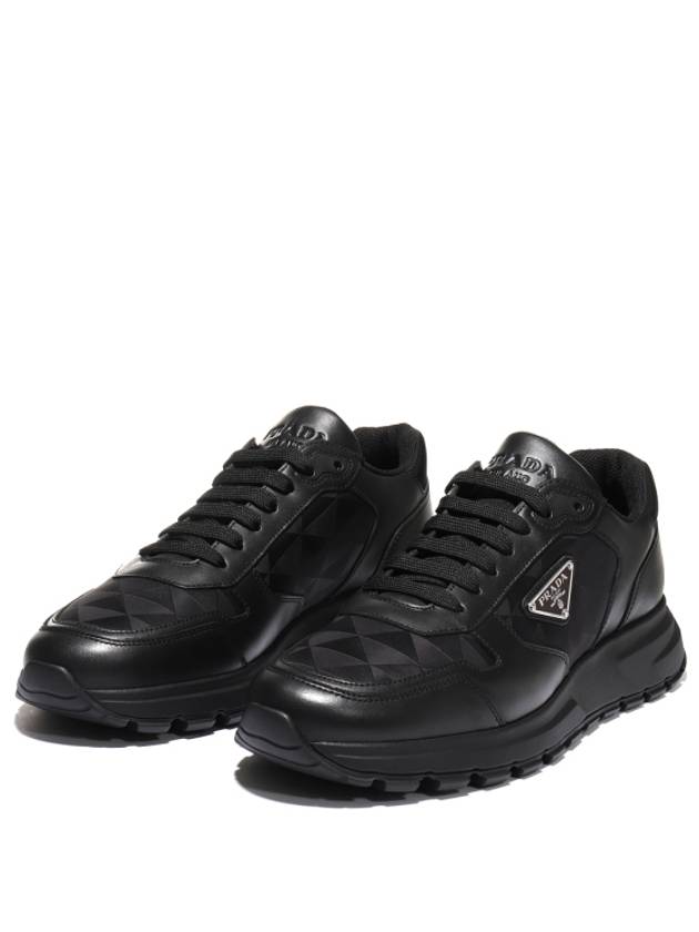 Leather Re-Nylon High Top Sneakers Black - PRADA - BALAAN 8