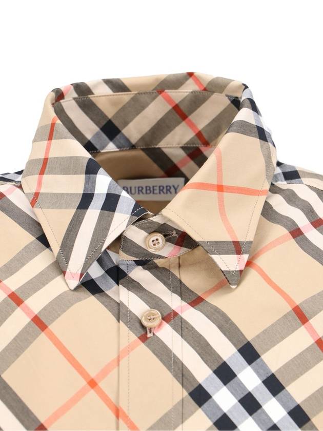 Check Cotton Long Sleeve Shirt Sand - BURBERRY - BALAAN 5