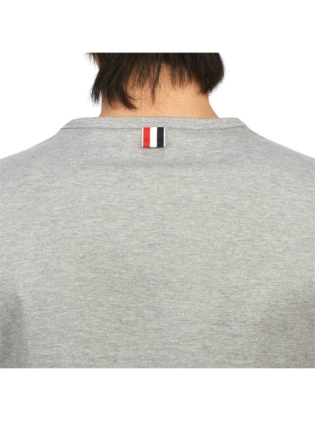 Men's Medium Weight Jersey Tipped Pocket Crewneck Short Sleeve T-Shirt Light Grey - THOM BROWNE - BALAAN 7