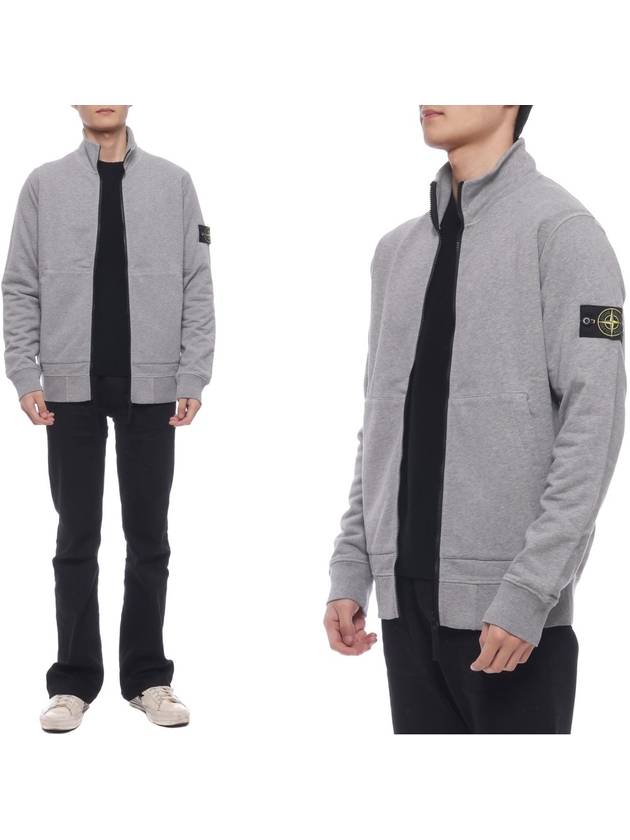 Cotton Full Zip Sweatshirt Dust Melange - STONE ISLAND - BALAAN 3