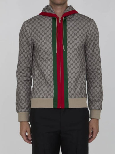 Web Technical Jersey Zip Jacket Beige Ebony - GUCCI - BALAAN 2