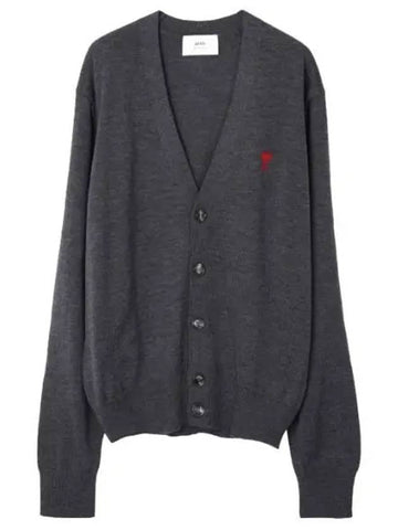 Heart Logo Merino Wool Cardigan Men - AMI - BALAAN 1