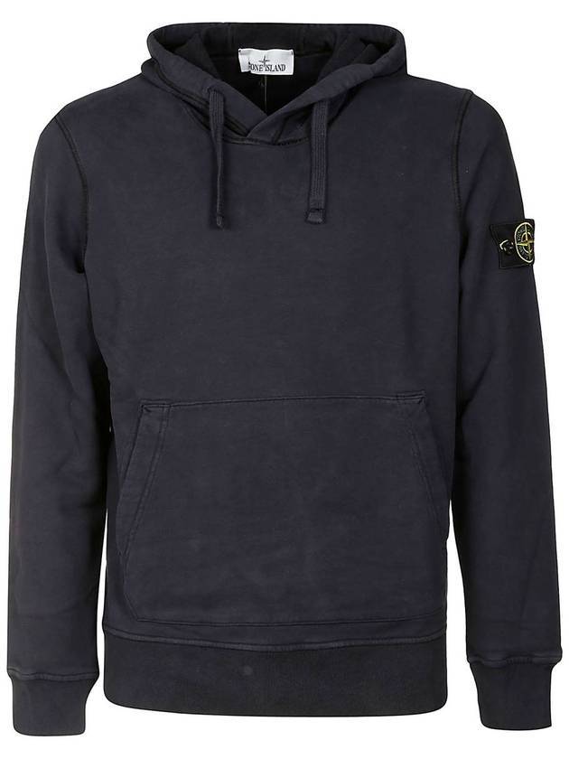 Wappen Patch Cotton Fleece Hoodie Navy - STONE ISLAND - BALAAN 1