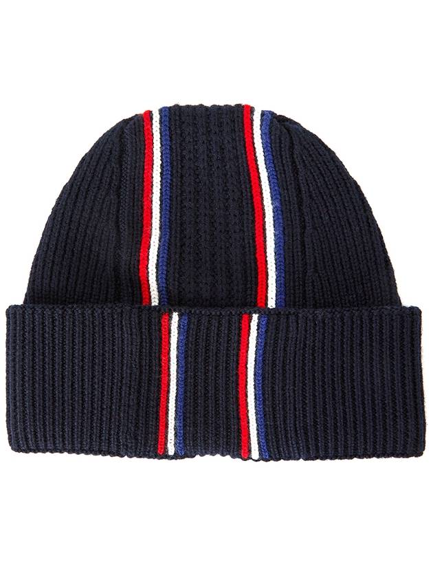 Logo Patch Knit Beanie Navy - MONCLER - BALAAN 3