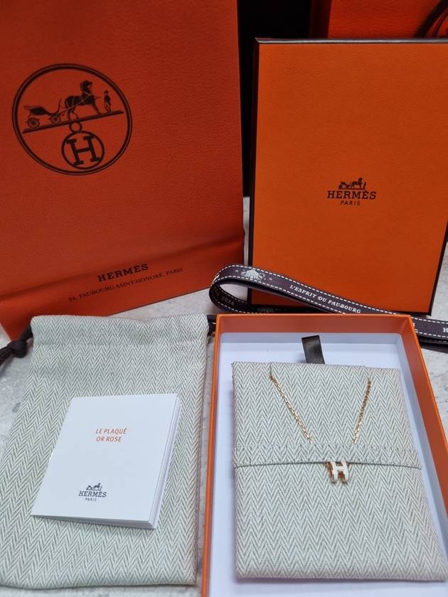 Mini Pop H Pendant Rose Gold & Blanc - HERMES - BALAAN 2