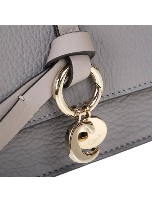 Alphabet Logo Charm Grain Leather Shoulder Bag Grey - CHLOE - BALAAN 8