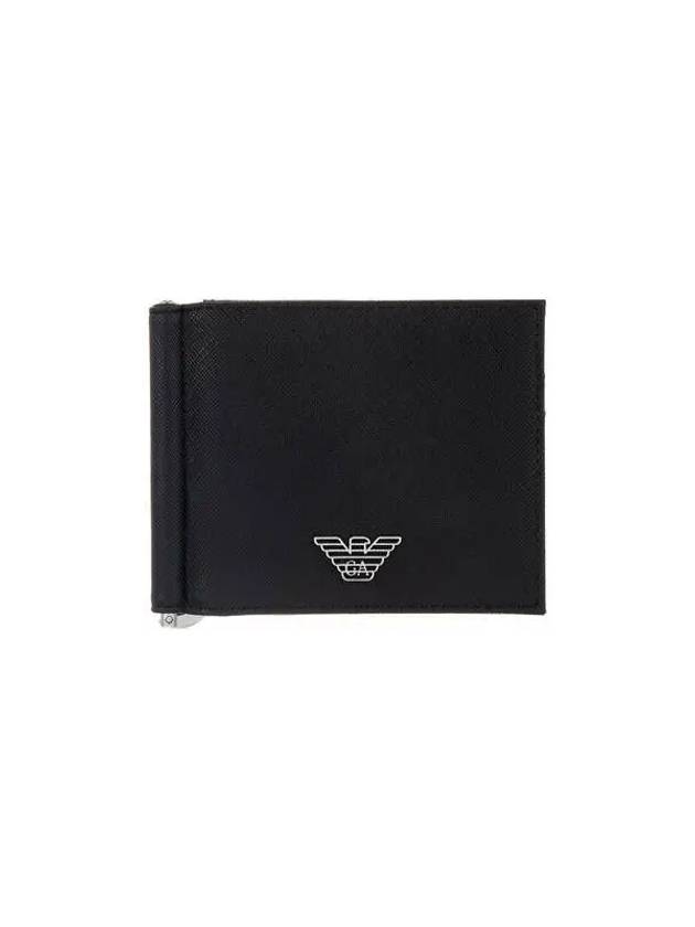 Men s Eagle Logo Money Clip Fold Wallet Black 270701 - EMPORIO ARMANI - BALAAN 1