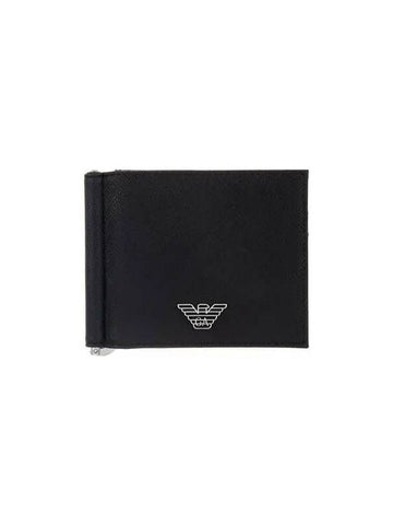 Men s Eagle Logo Money Clip Fold Wallet Black 270701 - EMPORIO ARMANI - BALAAN 1