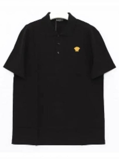 Embroidered Logo Polo Shirt Black - VERSACE - BALAAN 2