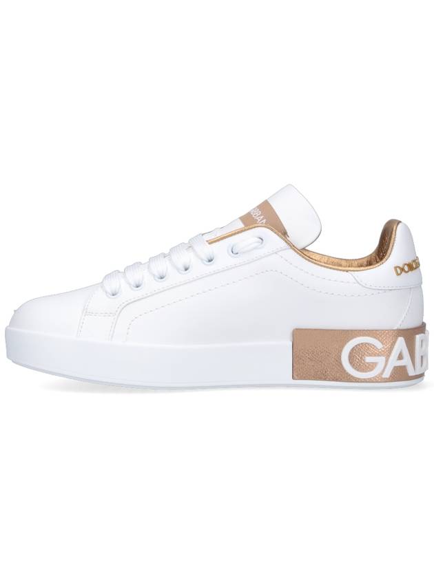 Metallic Logo Low Top Sneakers White - DOLCE&GABBANA - BALAAN 4