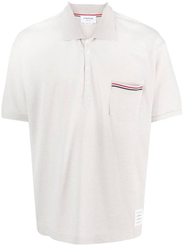 Solid Fine Pique Oversized Short Sleeve Polo Shirt Grey - THOM BROWNE - BALAAN 1