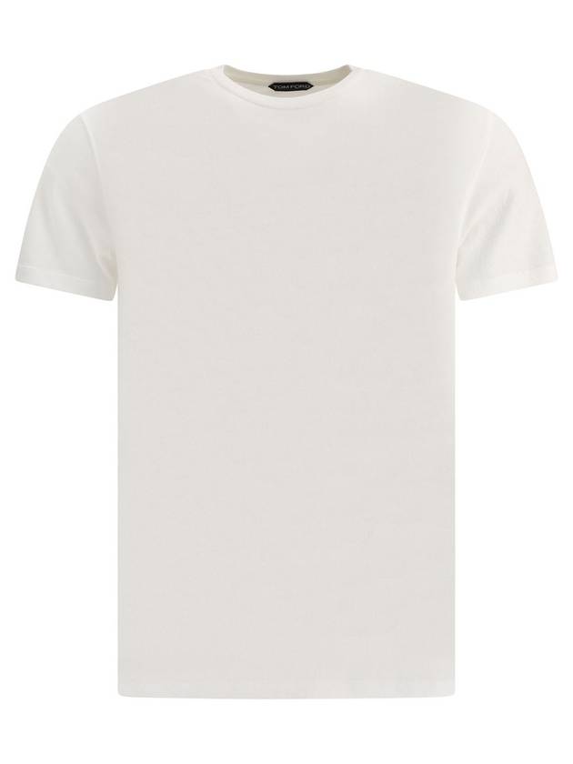 TF Embroidered Short Sleeve T-Shirt White - TOM FORD - BALAAN 1