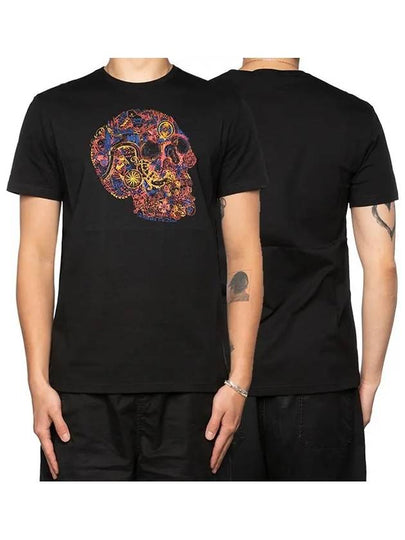 Skull Skull Printing Short Sleeve T-Shirt Black - ALEXANDER MCQUEEN - BALAAN 2