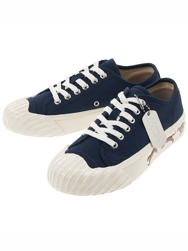 Tiger Logo Sole Cotton Low-Top Sneakers Midnight Blue - KENZO - BALAAN 2