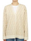 Women's FF Motif V-Neck Cardigan Beige - FENDI - BALAAN 2