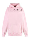 Logo Oversized Cotton Hoodie Pink - BALENCIAGA - BALAAN 2