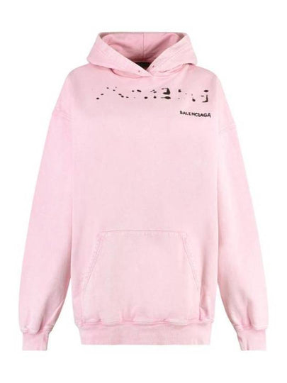 Logo Oversized Cotton Hoodie Pink - BALENCIAGA - BALAAN 2