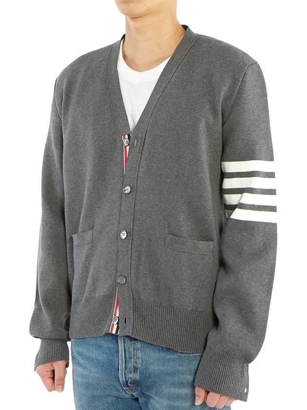 Milano Stitch 4-Bar Cardigan Medium Grey - THOM BROWNE - BALAAN 4