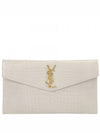 Crocodile Embossed Uptown Clutch Bag Blanc Vintage - SAINT LAURENT - BALAAN 2