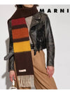 Striped Alpaca Embroidered Logo Muffler Brown - MARNI - BALAAN.