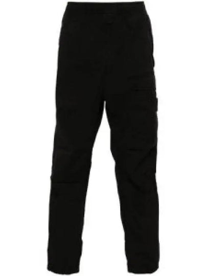 Logo Twill Cotton Cargo Track Pants Black - STONE ISLAND - BALAAN 2